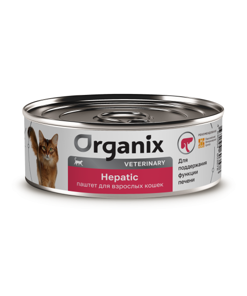 Organix Veterinary Hepatic - Корм консервированный полнорационный диетический для взрослых кошек для поддержания функции печени, 100гр