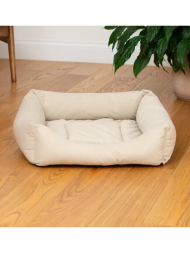 PetSHOP - Лежак квадратный с подушкой мягкий, бежевый 42x42x15 см