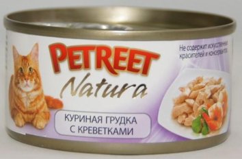 Petreet -  Консервы для кошек куриная грудка с креветками 70 г