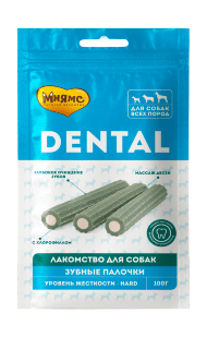 Мнямс - Лакомство DENTAL для собак "Зубные палочки" с хлорофиллом, 100 г