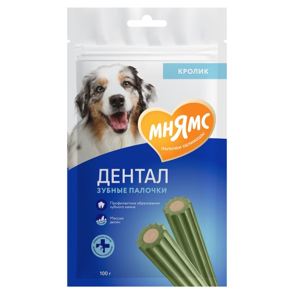 Мнямс - Лакомство DENTAL для собак &amp;quot;Зубные палочки&amp;quot; с хлорофиллом, 100 г
