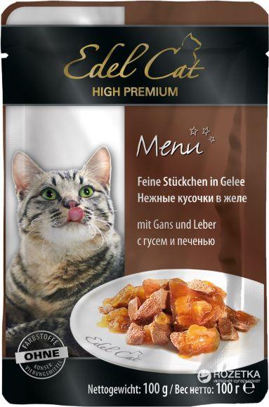 Edel Cat - Паучи для кошек, Кусочки в желе с гусем и печенью 100 г