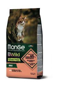 Monge BWild Grain Free - Беззерновой корм для кошек, с лососем и горохом 1,5 кг