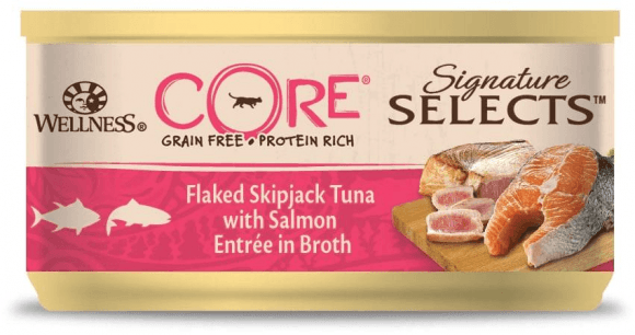 Wellness Core Signature Selects - Консервы из тунца с лососем в виде кусочков в бульоне для кошек 79 г