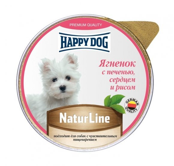 Happy Dog - Паштет для собак, Ягененок с печенью, сердцем и рисом 125гр