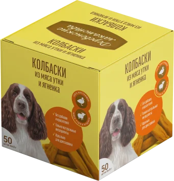 Деревенские Лакомства - Мини-колбаски для собак из Мяса Утки и Ягнёнка, 50 шт