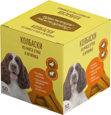 Деревенские Лакомства - Мини-колбаски для собак из Мяса Утки и Ягнёнка, 50 шт Деревенские Лакомства - Мини-колбаски для собак из Мяса Утки и Ягнёнка, 50 шт