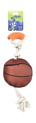 Pet Star - Игрушка для собак, Мяч баскетбольный с канатом и пищалкой, 12*52 см