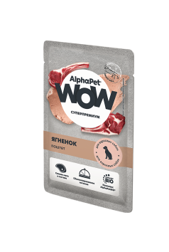AlphaPet WOW Superpremium - Паштет для собак с ягненком, пауч, 85 г