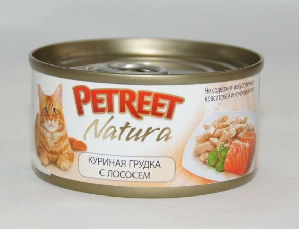 Petreet - Консервы для кошек куриная грудка с лососем 70 г