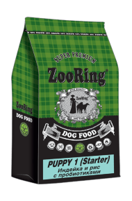 ZooRing Puppy 1 Starter - Сухой корм для щенков с 3-х недель, Индейка и Рис, 20 кг