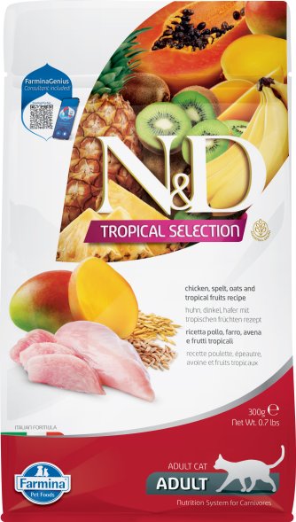 Farmina N&amp;amp;D Tropical - Сухой корм для взрослых кошек, с Курицей и Манго