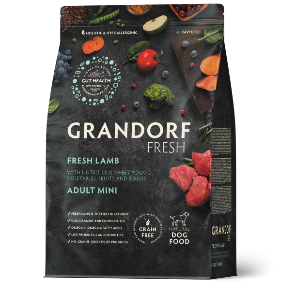Grandorf Fresh Dog Lamb Mini - Корм для собак мелких пород, чувствительное пищеварение или аллергиях, со свежим ягненком и бататом