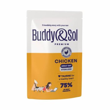 Buddy&Sol Sterilized - Влажный корм для взрослых кошек с курицей в соусе, 85гр