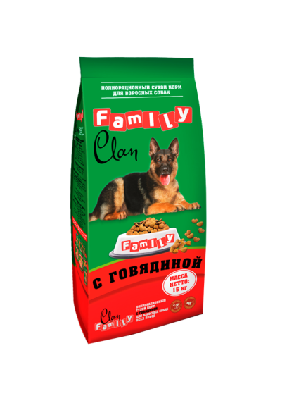 Clan Family - сухой корм для собак всех пород с говядиной 15кг