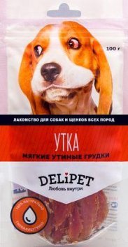 Delipet Мягкие утиные грудки 90 гр