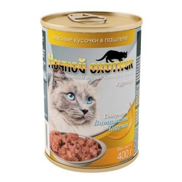 Ночной Охотник - Консервы для Кошек в паштете - Курица 415гр