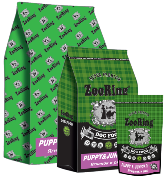 ZooRing - Сухой корм для щенков, Ягненок и Рис, 2 кг (Puppy&amp;amp;Junior)