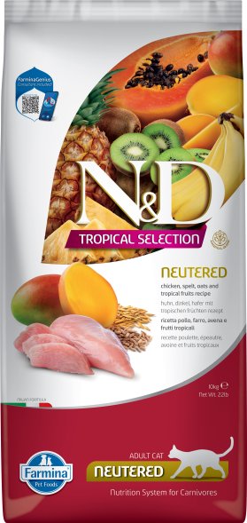 Farmina N&amp;amp;D Tropical Neutered - Сухой корм для стерилизованных кошек, с Курицей и Манго