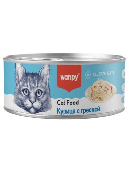 Wanpy Cat - Консервы для кошек "Курица с треской" 95 г