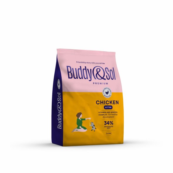 Buddy&amp;amp;Sol - Сухой корм для котят, с курицей 400гр