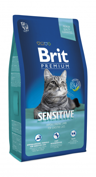Brit Premium Sensitive - Гипоаллергенный сухой корм для кошек с чувствительным пищеварением, с ягненком