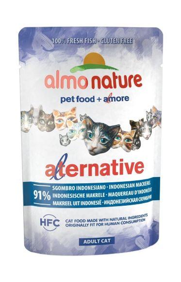 Almo Nature Alternative Indonesian Mackerel - Паучи для кошек "Индонезийская макрель" 91% мяса 55гр