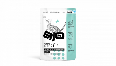 AJO Cat Sterile - Пауч для стерилизованных кошек кусочки в соусе, 85 гр
