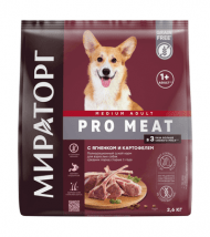 Мираторг PRO MEAT - Сухой корм для собак средних пород от 1 года, Ягненок и Картофель