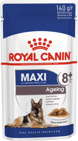 14729.580 Royal Canin Maxi Ageing 8+ - Paychi dlya sobak krypnih porod starshe 8 let 140 gr kypit v zoomagazine «PetXP» Royal Canin Maxi Ageing 8+ - Паучи для собак крупных пород старше 8 лет 140 гр