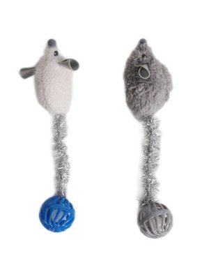 Petpark - Игрушка для кошек, Мышки с хвостами-шариками с кошачьей мятой (2 шт в комплекте)