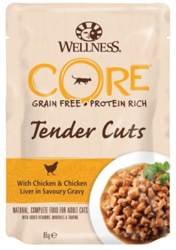 Core Tender Cuts - Паучи из курицы с куриной печенью в виде нарезки в соусе для кошек 85 г