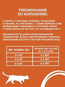 Core Tender Cuts - Паучи из курицы с куриной печенью в виде нарезки в соусе для кошек 85 г