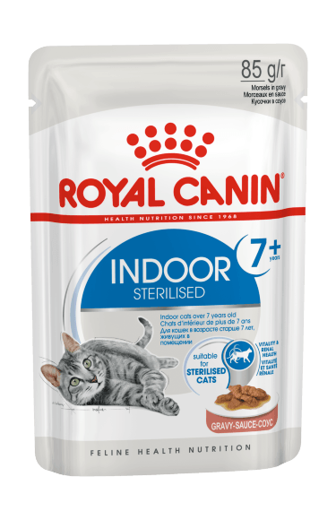 Royal Canin Indoor Sterilised 7+ - Паучи для домашних стерилизованных кошек старше 7 лет, в соусе 85гр