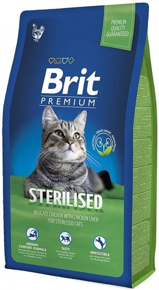 Brit Premium Sterilised Chicken - Сухой корм для стерилизованных кошек, с курицей и печенью