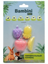 Bambini Pets - Минеральный камень для грызунов фрукты, 4 шт