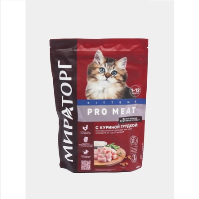 Мираторг - Pro Meat - Сухой корм для котят, Куриная грудка, 400 гр Мираторг - Pro Meat - Сухой корм для котят, Куриная грудка, 400 гр