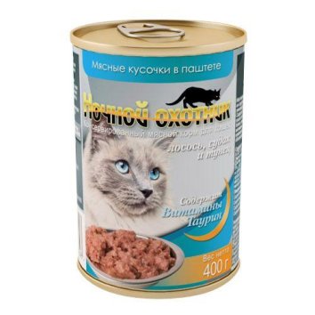 Ночной Охотник - Консервы для Кошек в паштете - Рыбное Ассорти 415гр