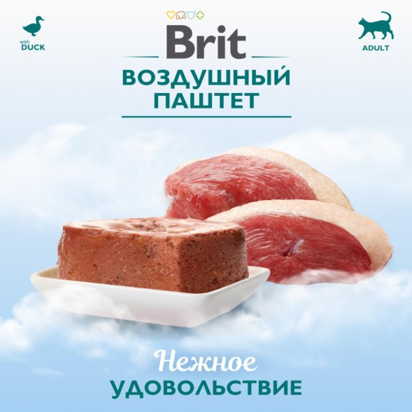 Brit - Воздушный паштет с Уткой, для взрослых кошек, 100 гр