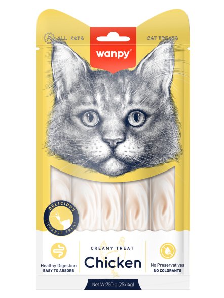Wanpy Cat - Лакомство для кошек &amp;quot;нежное пюре&amp;quot; из курицы 25 шт х14 г