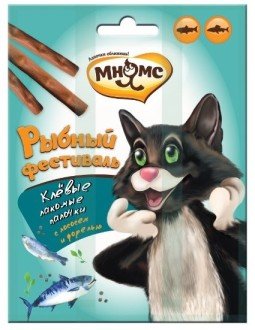 Мнямс - Рыбный фестиваль Лакомые палочки для кошек (лосось, форель) 3х4 г