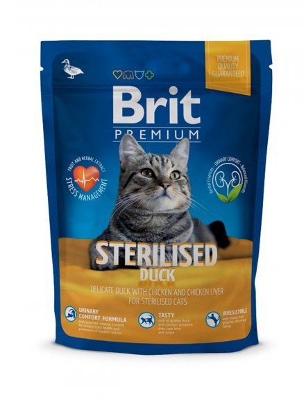 Brit Premium Sterilised Duck - Сухой корм для стерилизованных кошек, с уткой