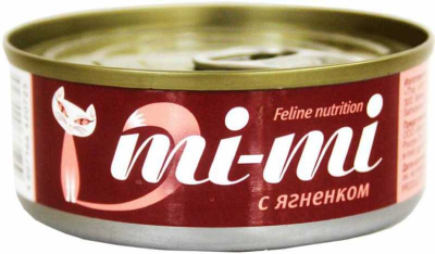 Mi-Mi - Консервы для кошек и котят с ягненком в желе, 80гр