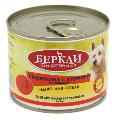 Беркли №4 - Консервы для собак, Перепелка с Курицей и Овощами 200 гр