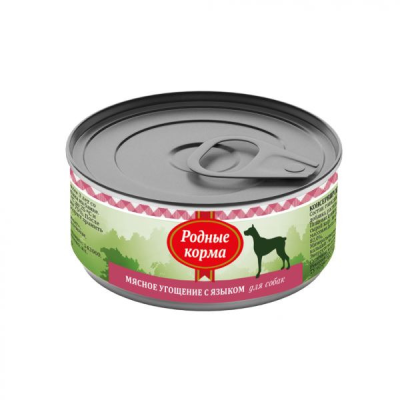 Родные корма - Консервы для собак, мясное угощение с языком, 100гр