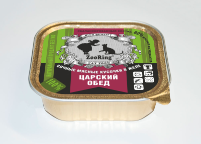 ZooRing - Консервы для кошек, кусочки в желе, Царский обед, 100 гр