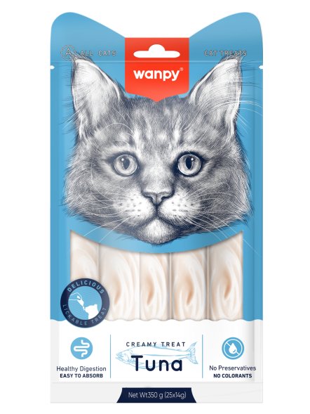 Wanpy Cat - Лакомство для кошек &amp;quot;нежное пюре&amp;quot; из тунца 25 шт х14 г