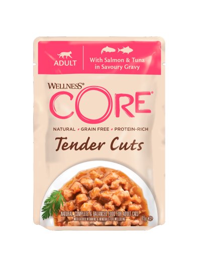 Core Tender Cuts - Паучи из лосося с тунцом в виде нарезки в соусе для кошек 85 г