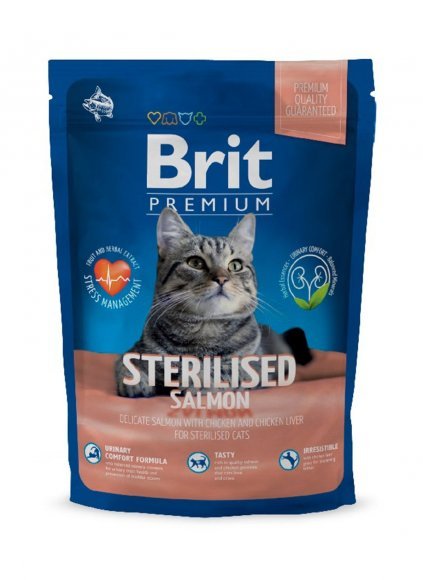 Brit Premium Sterilised Salmon - Сухой корм для стерилизованных кошек, с лососем и курицей