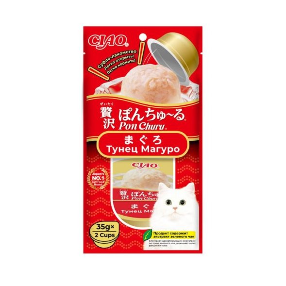 Inaba Ciao Pon Churu - Лакомство суфле для кошек, тунец магуро, 35 г